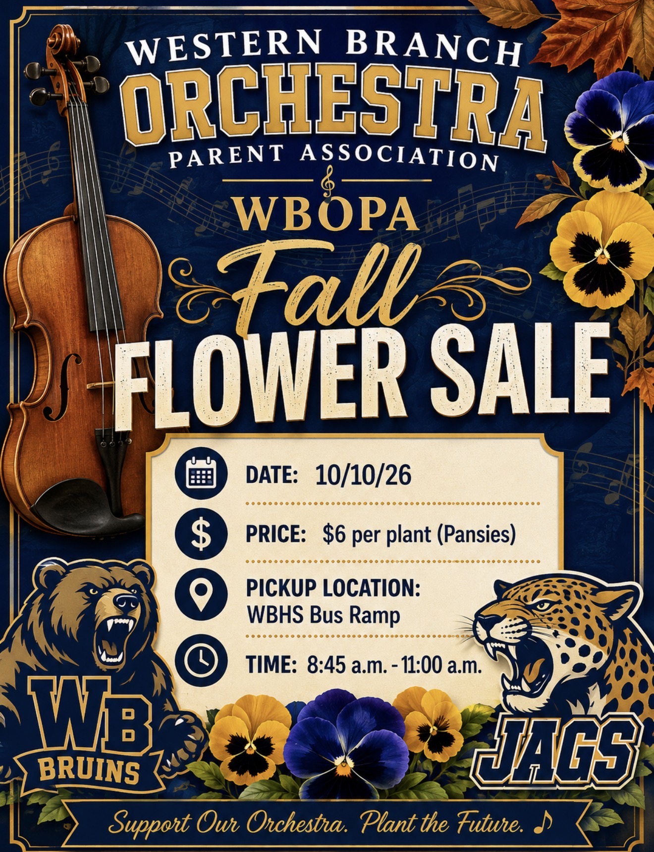 2026 Western Branch Orchestras Parents Association Fall Flower Sale Flyer